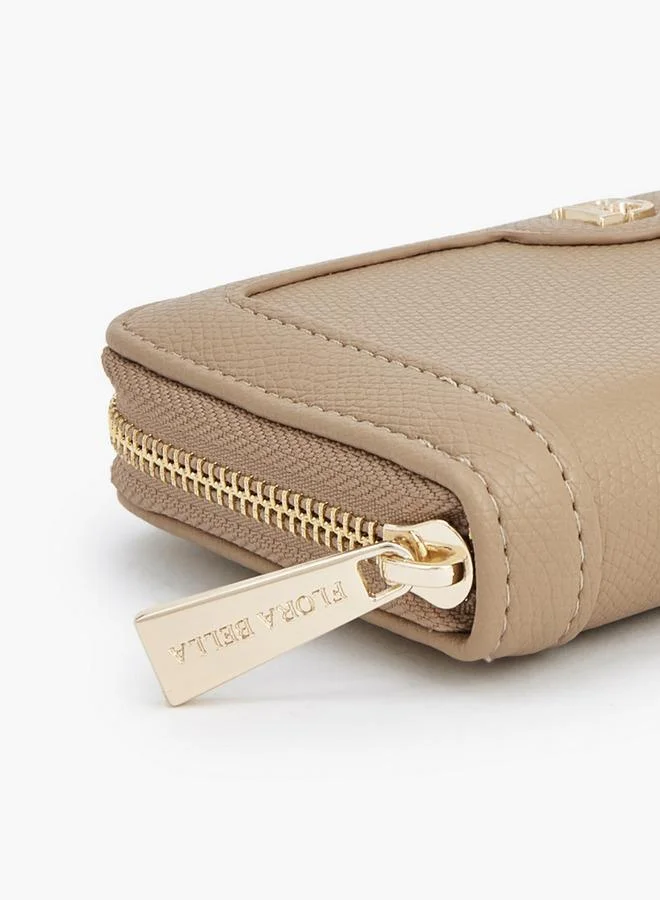 Flora Bella By Shoexpress BEIGE Textured Wallet With Zip Closure for Women | Best Price UAE